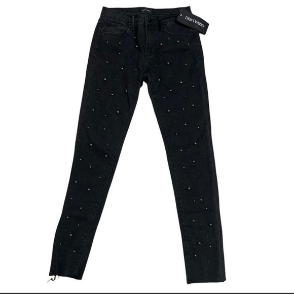 Black Studded Driftwood Jeans, Size 25 NWT - Picture 9 of 10